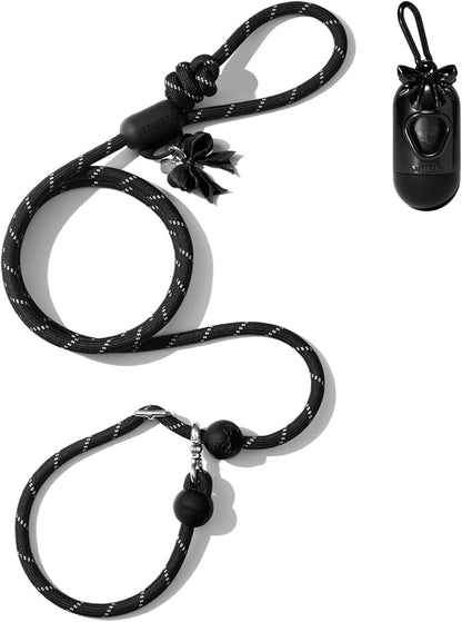 VETRESKA Hands-Free Reflective Dog Leash, 8FT Adjustable Rope Leash for Medium Large Dogs, Waist/Crossbody Slip Lead Leashes for Walking, No Pull Dog Leashes with Bag Dispenser, 2 in 1 Walk Kit (Bow)