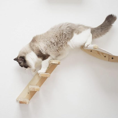 Yiotl Cat Hammock, Wall Mounted Cat Climbing Shelf, 4 Step Cat Stairway Furniture with Sisal Scratching for Sleeping, Playing, Lounging and Perching