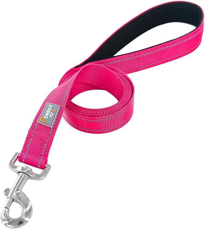 Dog Leash 6 FT Padded Handle Nylon Reflective Dogs Leashes for Medium Dogs Hot Pink