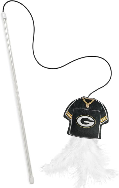 NFL Green Bay Packers Team Jersey Wand with CAT NIP, Cat Toy Jersey Shaped Plush Teaser Toy for Cats & Kittens - Interactive Pet Toy for Play & Exercise