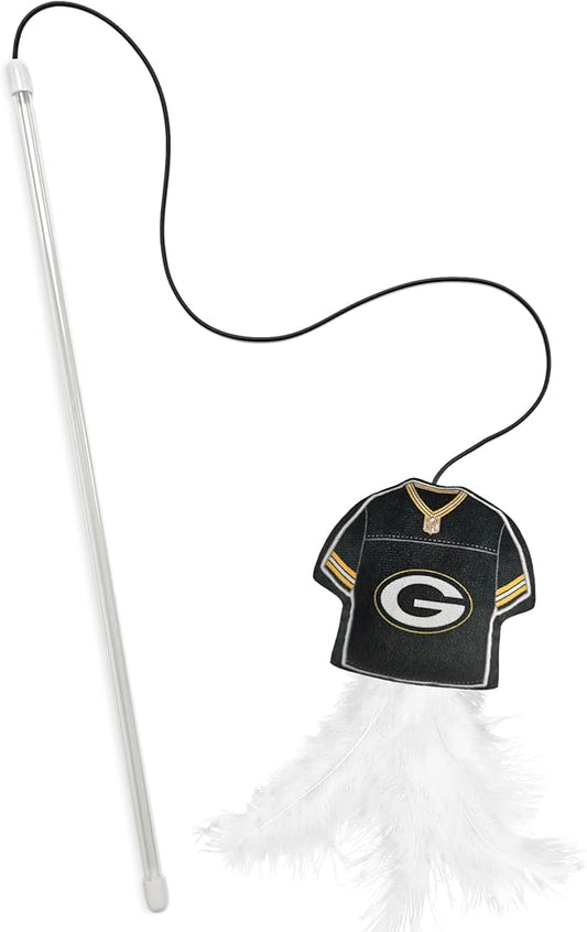 NFL Green Bay Packers Team Jersey Wand with CAT NIP, Cat Toy Jersey Shaped Plush Teaser Toy for Cats & Kittens - Interactive Pet Toy for Play & Exercise