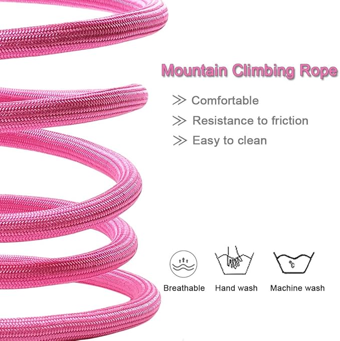MayPaw 4/6 /8/10 FT Dog Leash, Classic Solid Colors, Strong Nylon Rope Dog Leash Reinforced with Leather Tailor Connection Heavy Duty Silver Clasp (Pink, 6ft*1/2")