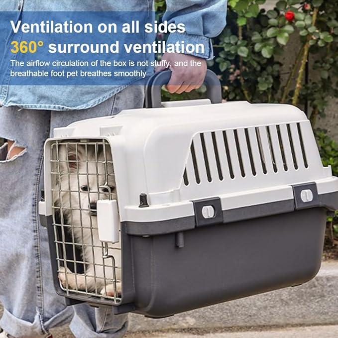 Large Dog Crate Pet Box Length 33in/Width 21.6in/Height 25.2in Dogs Kennel with Handle & Metal Door Dog Carrier for Indoor Outdoor Puppies Kittens