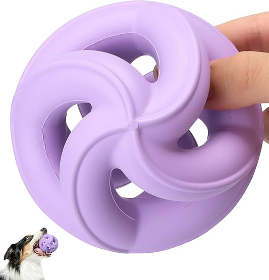 Dog Chew Toys for Aggressive Chewers, Natural Rubber/Interactive Dog Toy for Fetch & Tug, Indestructible Dog Toy - Anxiety Relief & Long Lasting & Training & Dishwasher Safe, Tough Dog Toy, Purple