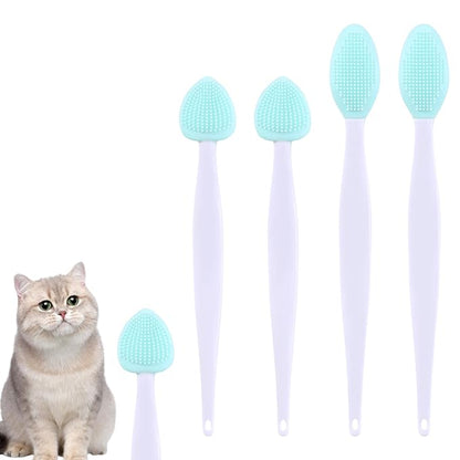 4Pcs Cat Acne Brush Set, Chin Treatment, Black Seed Exfoliating Brush, Dual Sided Silicone Brush for Chin Acne and Blackhead Exfoliation