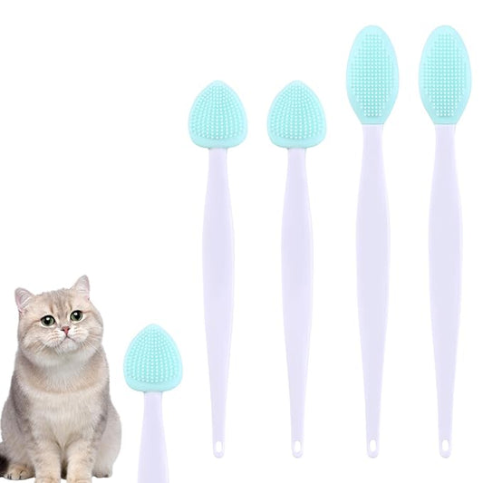 4Pcs Cat Acne Brush Set, Chin Treatment, Black Seed Exfoliating Brush, Dual Sided Silicone Brush for Chin Acne and Blackhead Exfoliation