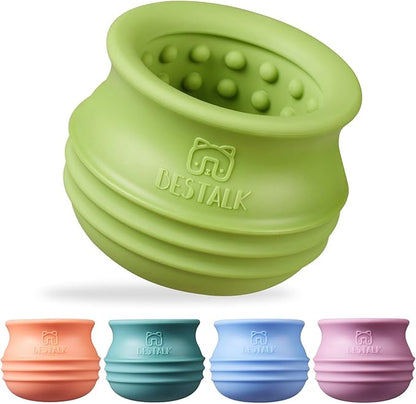 Dog Enrichment Treat Toy, Long-Lasting Wobbly Interactive Freeze Lick Toys for Dogs, Stuffable Puzzle Feeder Toy for Boredom, Silicone Treat Dispensing Chew Toy (Green,S)