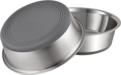 PEGYY11 Nonslip Stainless Steel Dog Bowls, 3.8 US Cup, 2 Count