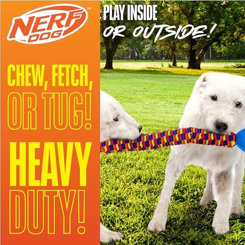 Nerf Dog Rainbow Vortex Chain Tug Dog Toy, Lightweight, Durable and Water Resistant, 19 Inches, For Medium/Large Breeds, Single Unit, Rainbow Colored - Image 3