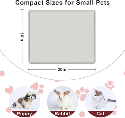 Dog Water Mat 2-Pack 20×16in - Silicone Dog Mats for Food and Water, Non-Slip Pet Feeding Mat for Floors, Waterproof Cat Bowl Mats to Prevent Spills -Dark Gray & Silver Gray