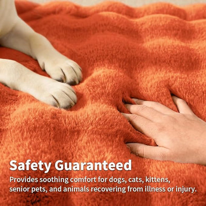 Large Dog Bed Mat, Extra Large Plush Faux Fur Washable Pet Bed for Large Dogs, Non-Slip Fluffy Dog Mat – Machine Washable XL Dog Sleeping Pad for Large Breeds, 35 x 27 Inch Orange