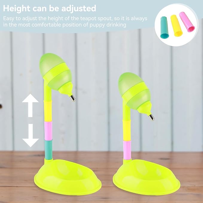 Pet Water Bottle Stand, 650ml No Drip Dog Drinking Dispenser with Adjustable Height Automatic Cat & Dog Water Dispenser Bowl Non Slip Pet Fountain for Indoor Use (Green)