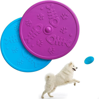 TPR Rubber Indestructible Dog Flying Disc, Soft Bite Resistant Frisbee, Floating Interactive Fetch Toy for Small/Medium/Large Dogs Outdoor Beach Pool Play