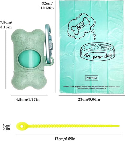 Dog Poop Pickup Bags Holder Dispenser with Standard-Sized Leak-Proof Scented Doggy Waste Bags and Carabiner with Safety Lock&Fastener Never Loose on Leash Lead Again (2 Holders 30 Bags, Blue)