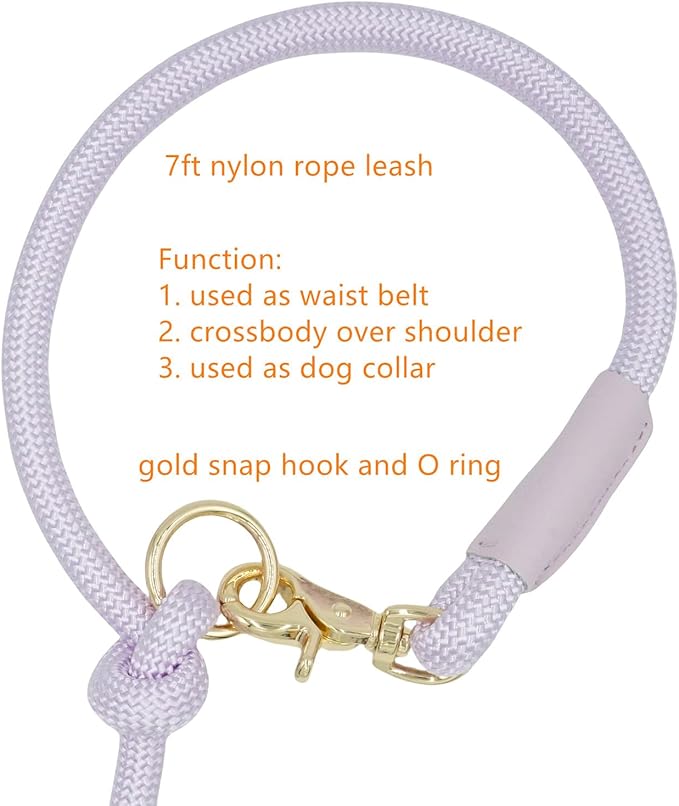 Hands Free Dog Leash 7FT, Nylon Rope Waist Leash for Dog Walking Running