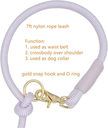 Hands Free Dog Leash 7FT, Nylon Rope Waist Leash for Dog Walking Running