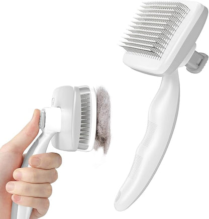 Pecute Self-Cleaning Slicker Brush for Dogs, Cats, Lightweight Dog Brush for Shedding Massaging Grooming, Cat Brush Gently Removes Loose Fur Undercoat for Dogs Cats Rabbits of All Hair Types