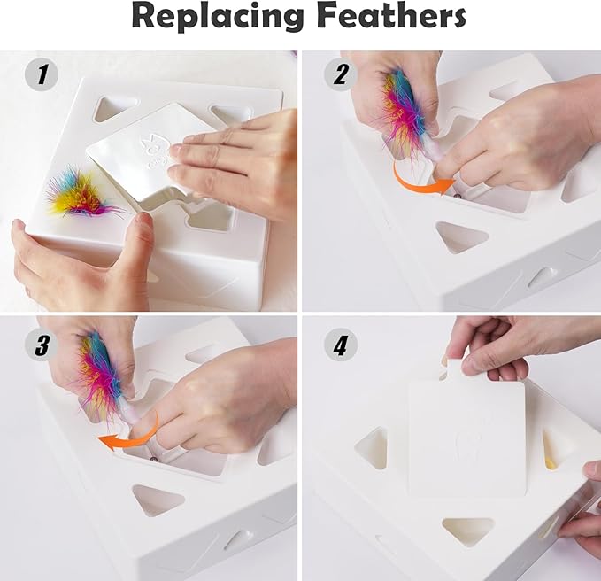 Migipaws Upgrade Rainbow Feather Replacement for Automatic MigiBox Cat Toy, 6pcs Rainbow Feather + 2pcs Free Mylar Refills