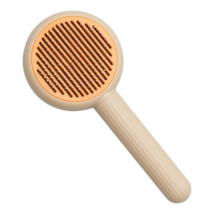 Pet Massage Comb, Knot Opening Comb, Self-Cleaning, Cat And Dog Universal, One Click Hair Removal,Pet Supplies Hair Remover Tool, Light Yellow - Persimmon Style, One Piece
