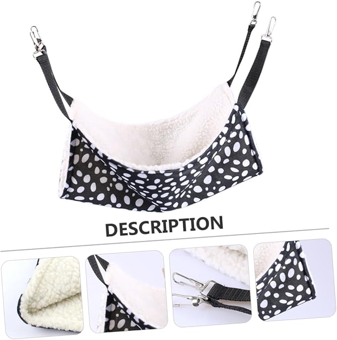 Double-Sided Breathable Cat Hammock Bed Small 27x27cm Reversible Hanging Cat Sleeping Mat for Indoor Pet with Black and White Polka Pattern