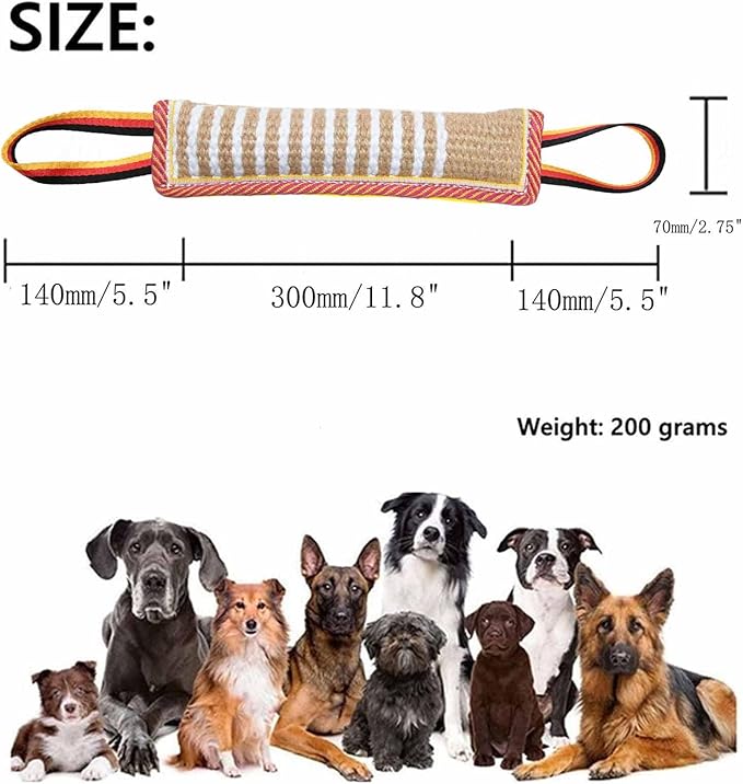 Clysoru Dog Tug Toy Tough Jute Bite Pillow Lasting Training Equipment Puppy to Large Dogs Interactive for Large and Small