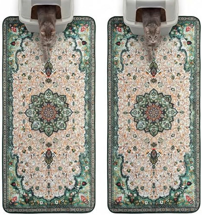 Hompet Cat Litter Mat 2 Pack, 24.8x54 Large Machine Washable Trapping Mats for Cats, Super Absorbent & Urine-Proof Cat Litter Box Mat for Floor, Waterproof & Non Slip Kitty Litter Rug by Hompet