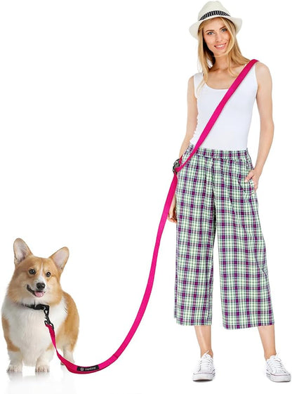 Hands Free Dog Leash, 8.2ft Multifunctional Crossbody Rope with Explosion-Proof Handle and Adjustable Training Hands Free Leash for Medium,Large Dogs Walking,Pink