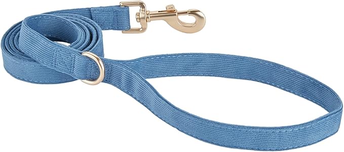 Soft Corduroy Fibric Dog Leash, 5 Feet Length Lead with Heavy Duty Rotating Hook, for Medium Large Dogs.(M,Blue)