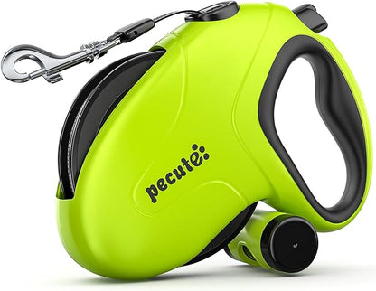 Pecute 26ft Retractable Dog Leash with Reflective Strips, 360° Tangle-Free, One-Button Control & Sturdiness Nylon Material, Long Leash Retractable with Poop Bag Holder for Medium Large Dog
