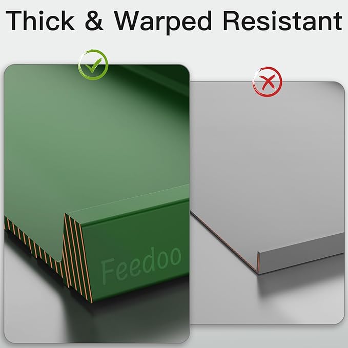 Pet Feeding Mat [Warped Resistant Raised Edge], Water-Proof Silicone Placement for Food Water Bowls, Anti-Slip Base Protect Floor, BPA-Free&Dishwasher-Safe [18.5x11.5inch Small, Green]