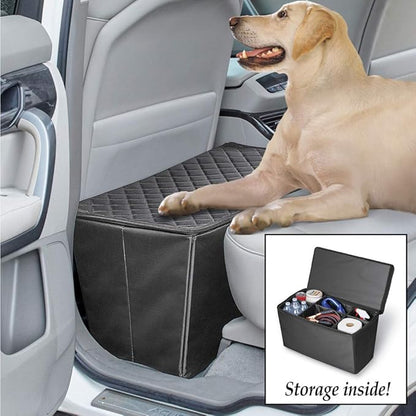 Collections Etc Quilted Pet Seat Extender with Adjustable Storage Bins for Travel, Zip Top Safe for Pets