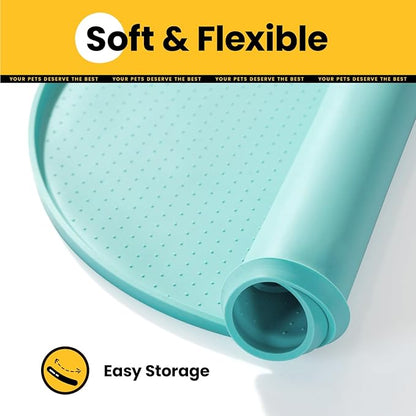 Dog Food Mat,Raised Edges Pet Food Mats for Spill Containment,BPA-Free Silicone Cat Dog Feeding Mat for Floor Waterproof,Rubber Pet Placemats for Food and Water Bowls 1/2 Inch