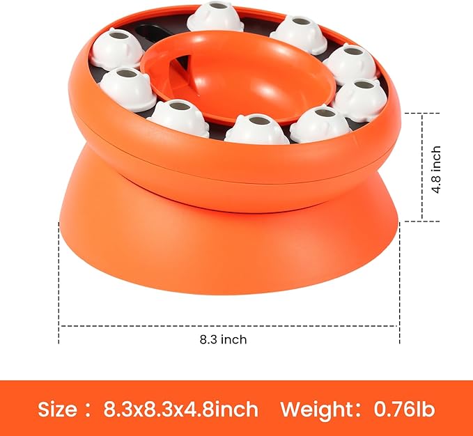 Cat Puzzle Feeder Slow Food Bowl – Interactive Slow Feeder Bowl for Indoor Cats, Treat Dispensing Enrichment Toy,Mental Stimulation and Boredom Relief (Orange)