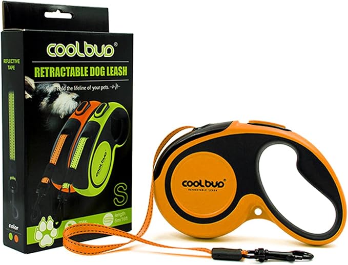 Retractable Dog Leash, Upgraded & Durable, 16ft Heavy Duty Pet Walking Leash with Anti-Slip Handle for Small Dog or Cat, Strong Reflective Nylon Tape, One-Handed Brake, Pause, Lock (Orange,Small)