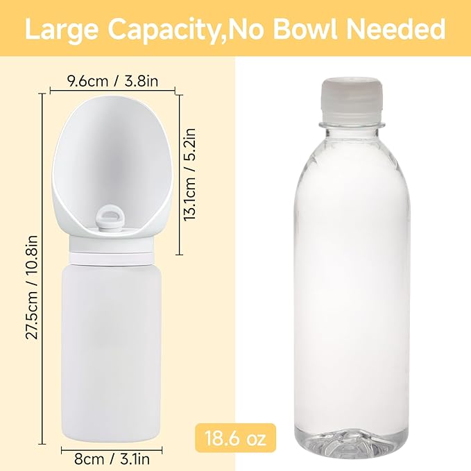 Dog Water Bottle, Leakproof Portable Water Bowl for Dog, Lightweight Water Bottle for Dogs, Food Grade Silicone, Collapsible Travel Pet Water Bottle for Outdoor Hiking Camping (Grey, 18.6 Ounces)