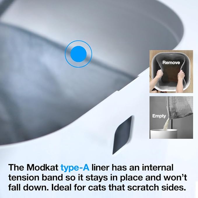 Modkat Top-Entry Litter Box - Reduces Litter Tracking, Swivel Lid for Easy Cleaning, Leak-Proof, Dog Proof - Includes Scoop & Reusable Liner White