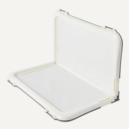Amazon Basics Dog Training Pad Holder with Secured Latches, Extra Thick and Non-Slip Base, Recycled Plastic, 28 x 34 inch, Large, White and Charcoal