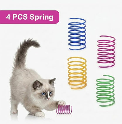 Cat Toys for Indoor Cats 12 Pack, Interactive Kitten Toy Set with Retractable Wand, Feather Refill, Door Hanging Toy & Silvervine Sticks, Self Play Cat Toys for Bored Cats Exercise & Hunting Instinct