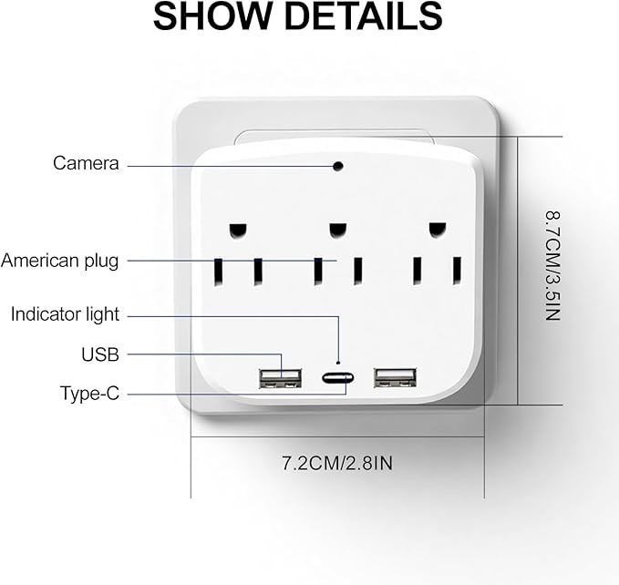 ULar 4K Outlet Camera Wall Charger Indoor Cameras Pet Monitor-WiFi Cam with App Remote, Motion Alerts & Local Storage- No Audio