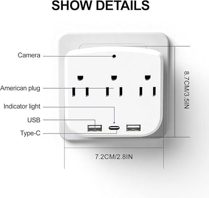 ULar 4K Outlet Camera Wall Charger Indoor Cameras Pet Monitor-WiFi Cam with App Remote, Motion Alerts & Local Storage- No Audio