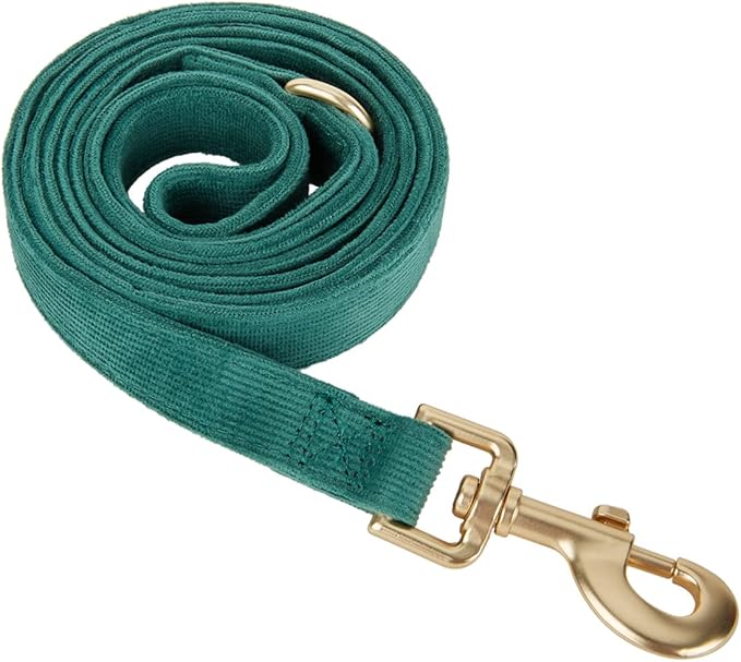 Soft Corduroy Fibric Dog Leash, 5 Feet Length Lead with Heavy Duty Rotating Hook, for Medium Large Dogs.(M,Green)