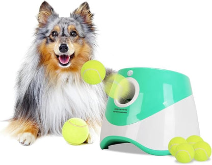 KOCASO Automatic Dog Ball Launcher with 6 Tennis Balls – 3 Adjustable Distance Settings, Interactive Fetch Machine for Small & Medium Dogs