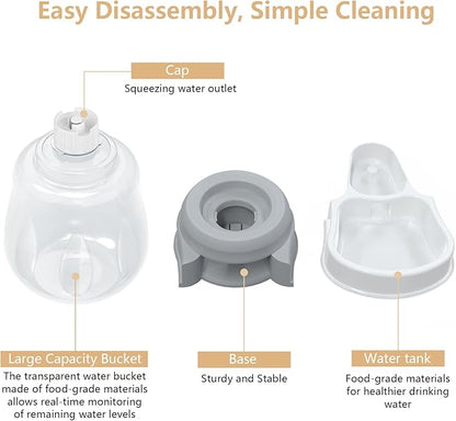 STALTWO 1 Gallon Automatic Dog Water Dispenser, Large Capacity Gravity Pet Water Bowl for Multiple Pets, BPA-Free Cat Water Feeder for Large Dogs, Refill Less Often, Grey
