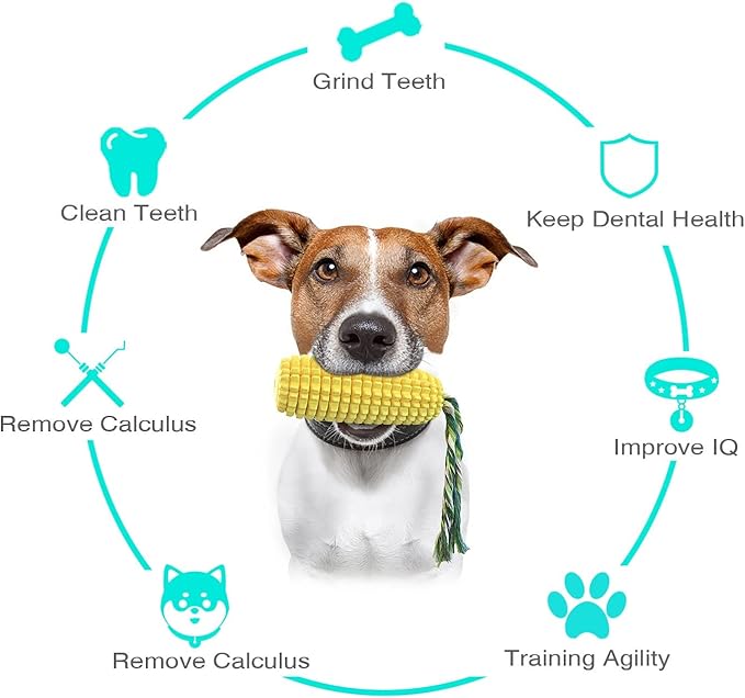 Dog Chew Toys, Dog Toys for Aggressive Chewers Small Medium Large Breed, Interactive Corn Toys Puppy Toothbrush, Tough Teething Toy for Small Medium Large Breed (Yellow)