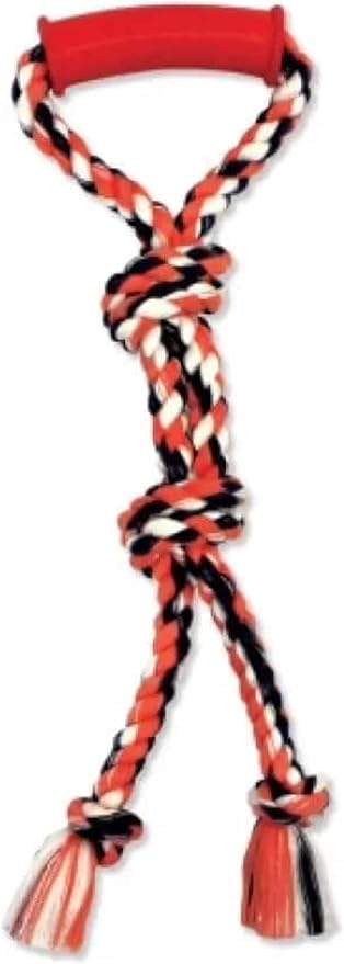 Mammoth Pet Products Flossy Chews Color Twin Tug with Rubber Handle – Premium Cotton-poly Tug Toy for Dogs – Interactive Dual Dog Tug Toy – Tug Rope Dog, MultiColored, Large 24” (20077F)