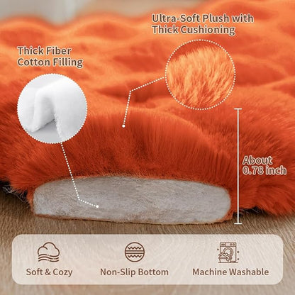 Cat Bed Mat, Soft Plush Faux Fur Kneading Pet Bed, Machine Washable Cat Sleeping Pad for Indoor Cats & Kittens, Non-Slip Fluffy Cat Rug for Couch Sofa Floor, 23x15 Inch Orange