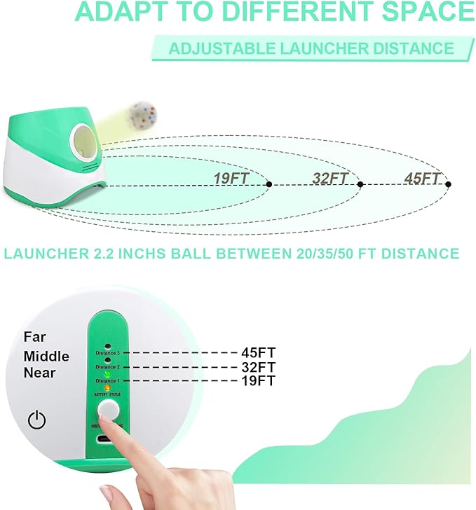 SOCO Automatic Ball Launcher for Dogs with Random Mode, 3 Settings to 45FT, Rechargeable Dog Ball Thrower with 4 ETPU Tennis Balls for Small Medium Breeds