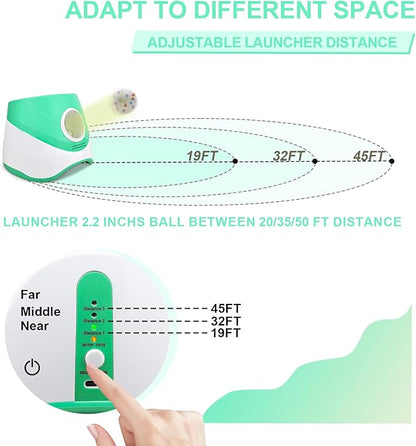 SOCO Automatic Ball Launcher for Dogs with Random Mode, 3 Settings to 45FT, Rechargeable Dog Ball Thrower with 4 ETPU Tennis Balls for Small Medium Breeds