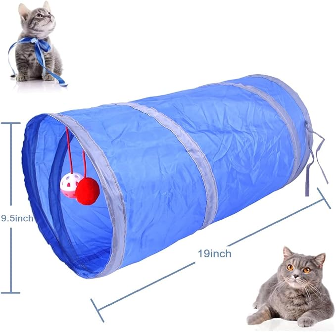 N\C NC LEPOO 14 PCS Cat Toys Kitten Toys Assortments,Variety Catnip Toy Set Including 2 Way Tunnel,Cat Feather Teaser,Catnip Fish,Mice,Colorful Balls and Bells for Cat,Puppy,Kitty