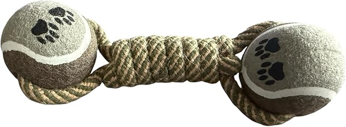 Heavy Duty Rope Dog Toy with Dual Tennis Balls, Durable Tug Toy for Aggressive Chewers, Interactive Fetch & Tug of War Toy for Medium and Large Dogs